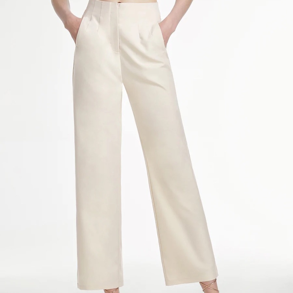 Commense High Waisted Cropped Straight Leg Trousers